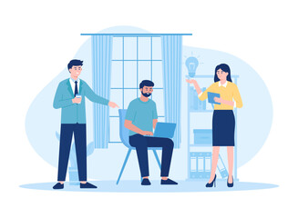 Team collaboration at work concept flat illustration