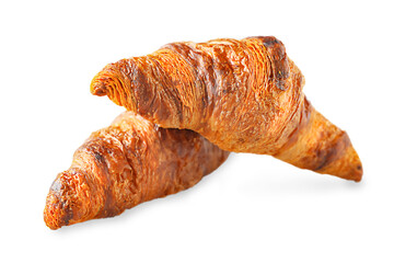 Delicious, fresh croissants. Croissants isolated on a background. French breakfast