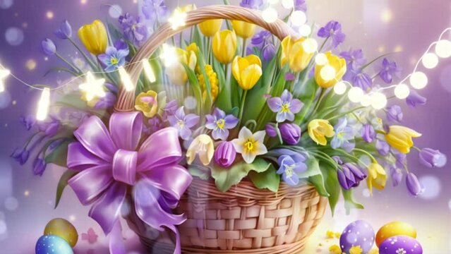 beautiful flowers in a pot with beautiful butterflies