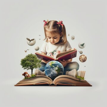 World Book day Poster design, realistic, HD, copy space - generative ai