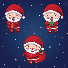 santa claus character collection set cartoon vector icon illustration