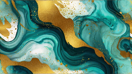 Marble abstract acrylic background. Marble artwork texture. Agate ripple pattern. Gold powder. - obrazy, fototapety, plakaty