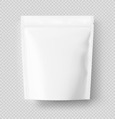 Realistic stand up pouch bag mockup with shadow. Vector illustration on transparent background. Easy to make a realistic mockup of your product. EPS10.