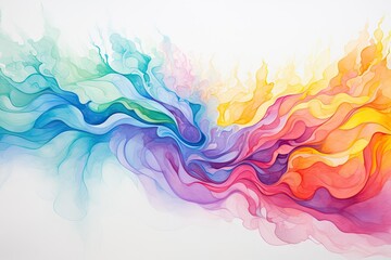 A rainbow of watercolor on white paper