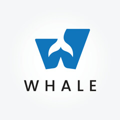 Letter W graphic of Whale tail sea aquatic logo icon