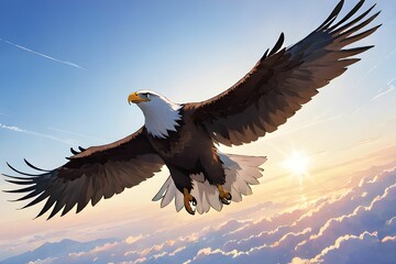 an eagle in the sunny sky   Generative AI