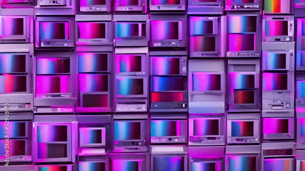 Aufkleber animated retro televisions with test patterns generative ai