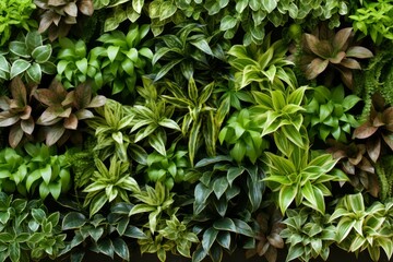 Green living wall with perennial plants. urban gardening in modern office interior design
