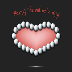 Obraz premium Happy Valentines Day. Heart made of rugby balls