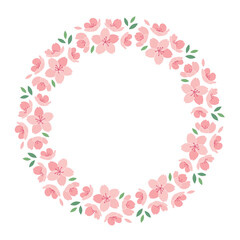 Fototapeta premium Hand drawing style spring flower wreath illustration