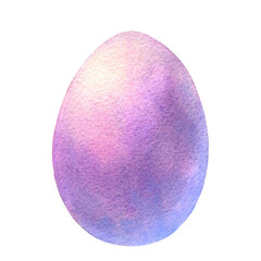 Watercolor Easter egg, violet color, vintage illustration isolated on white background. Easter 2024.