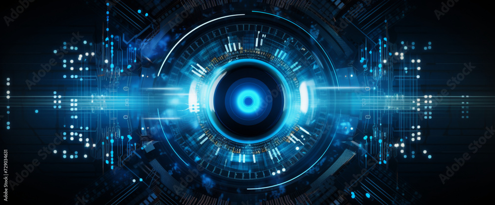 Wall mural eye cyber circuit future technology background