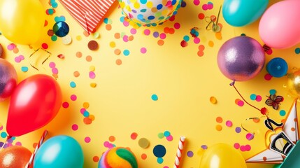 April fool's day. April 1st. background with party decorations.