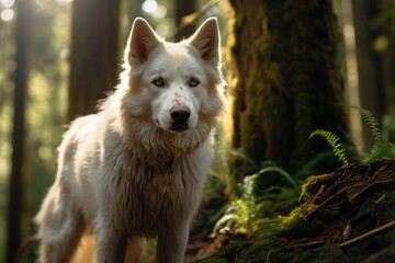 Obraz premium White Wolf in Forest Light