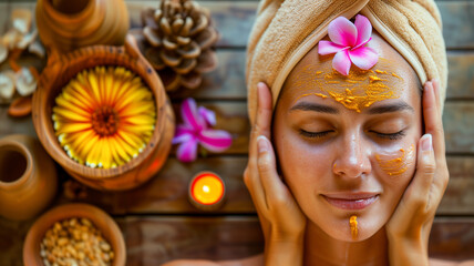 Relaxed woman having a facial massage