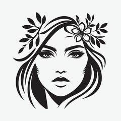 Vector illustration of Woman, concept portrait of a fictional elegant Vintage silhouette