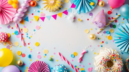 Happy april fool's day background with party decorations.
