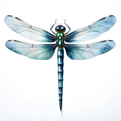 dragonfly isolated on white background  background high detailed photograph dragonfly isolated on white - obrazy, fototapety, plakaty