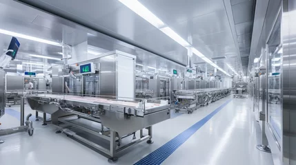 Fotobehang Modern meat processing interior with stainless steel and hygiene focus © vectorizer88