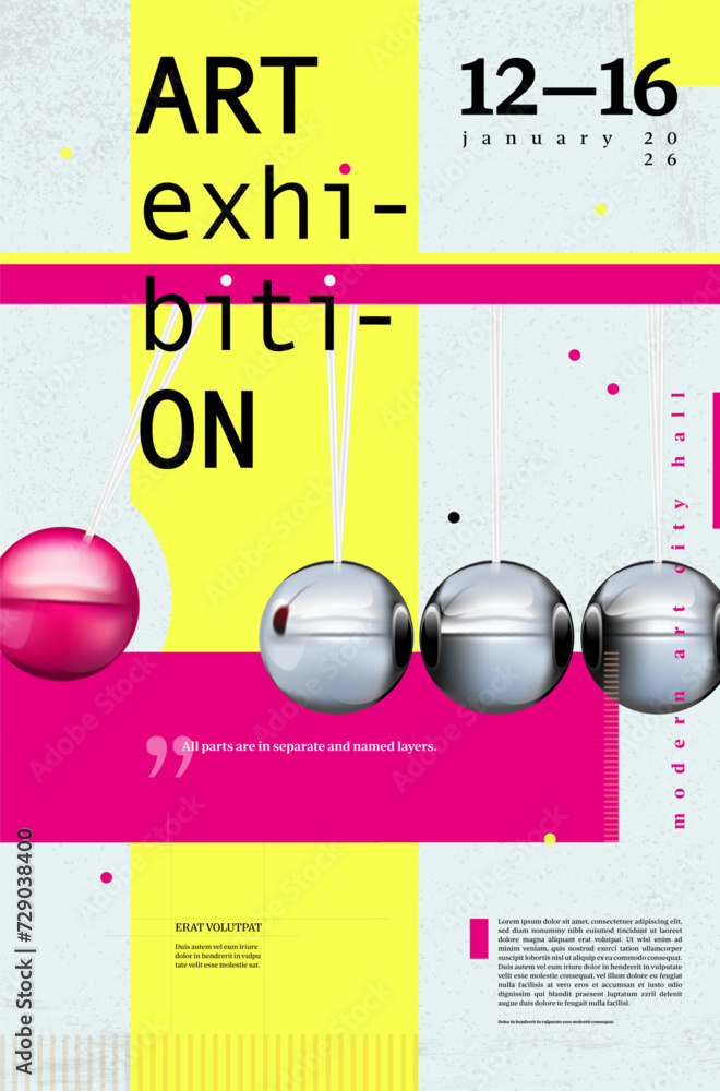 Poster art exhibition abstract poster template with design elements, design and font style proposal and new