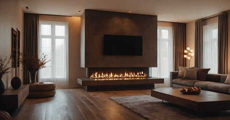 Fototapeta premium Luxury house with fireplace