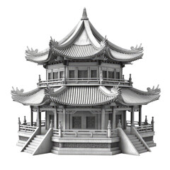 Obraz premium Chinese House PNG Cutout, Generative AI