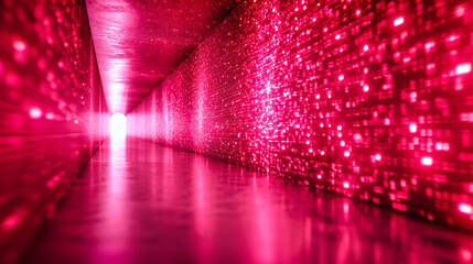 Futuristic and colorful light tunnel, presenting a vibrant and modern design concept with neon...