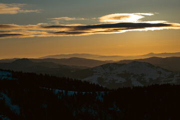 Beautiful landscape of Ceahlau mountains in Romania.