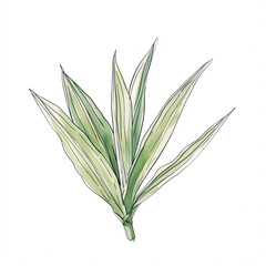  Dracaena  leave of the plants in watercolor style Handawn illustration