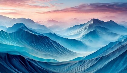 white background with blue and green wavy waves, in the style of dark black and pink, surreal 3d landscapes, dark sky-blue and dark orange, - obrazy, fototapety, plakaty