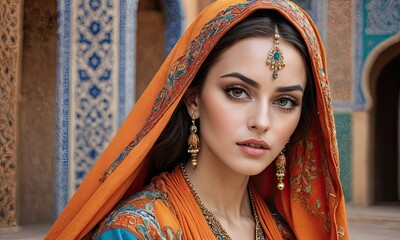 Desert Oasis: A High-Fashion Portrait Featuring Moroccan Textiles and Architecture