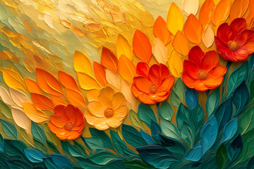 Naklejka premium Abstract Art Background Oil Painting with flower