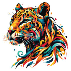 Abstract Jaguar multicolored paints colored drawing vector illustration 