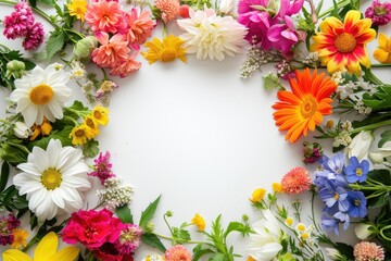 Floral composition on a white background, space for text, concept of Valentine Day, Mother Day, Women Day, wedding day