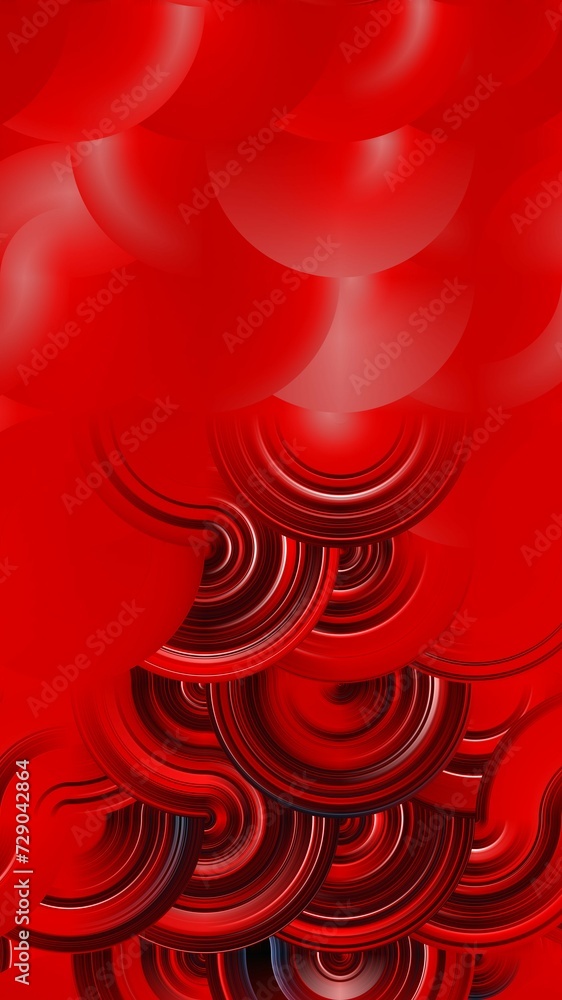 Poster ultra tall vivid red coloured curved reflections pattern and design