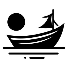 boat vector logo concept icon, clipart, symbol, black color silhouette