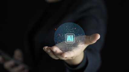 Ai technology, Artificial Intelligence. man using technology smart robot AI, artificial...