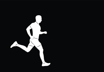 Fototapeta na wymiar Male runner. Vector male runner isolated on black background.