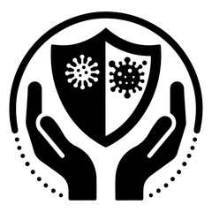 minimal Antibacterial defense icon, black color silhouette, logo, clipart, symbol, black color silhouette