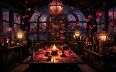 Cozy Pub Playful Valentine Day Trivia Night - obrazy, fototapety, plakaty