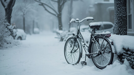 Fototapeta na wymiar bicycle in snow
