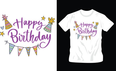 happy birthday typography t-shirt design for birthday celebration