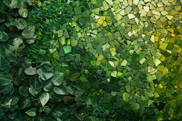 A vibrant green eco-mosaic, showcasing nature's grandeur in sustainable art