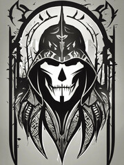 monochromatic, vector, tribal logo of a phantom in e-sports style, only silhouete
