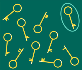 Find the same key. Vector illustration for children's entertainment.
