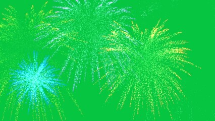 Colorful fireworks burst explosion effect on green screen background , fireworks celebration, New Year, independence day, festival celebrating fireworks burst effect on green screen background 