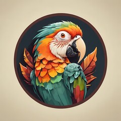 Flat logo of Vector parrot design.