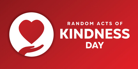 Random acts of Kindness. Card, poster, media social, banner and more. Red Background.