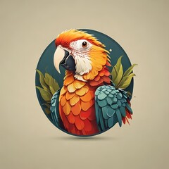 Flat logo of Vector parrot design.