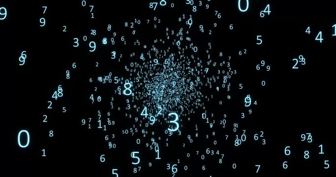 Background with numbers moving in space